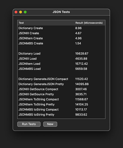JSON Tests Dark