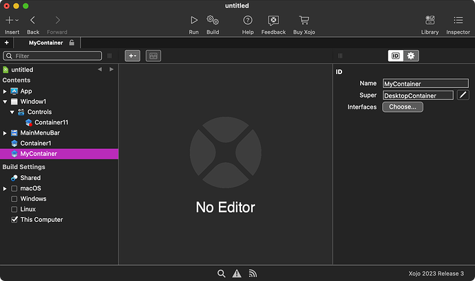 MyContainer DesktopContainer subclass