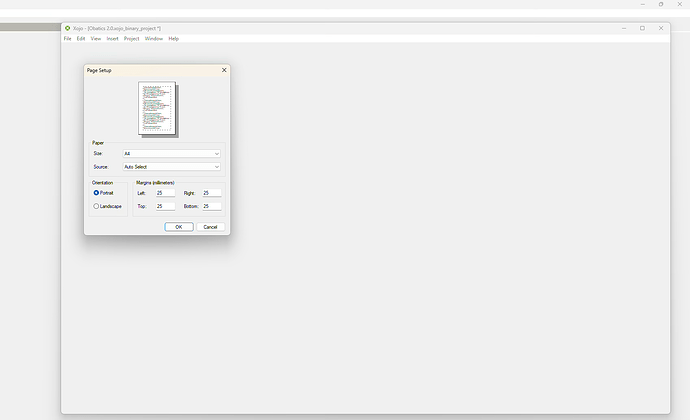 Xojo Page Setup