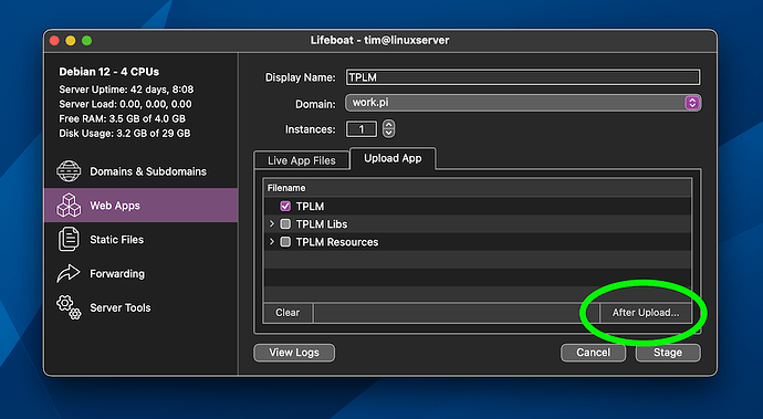 After-upload options