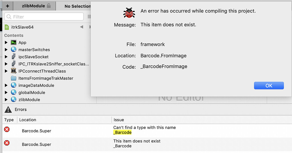 Mysterious "barcode" error during compilation - macOS - Xojo ...